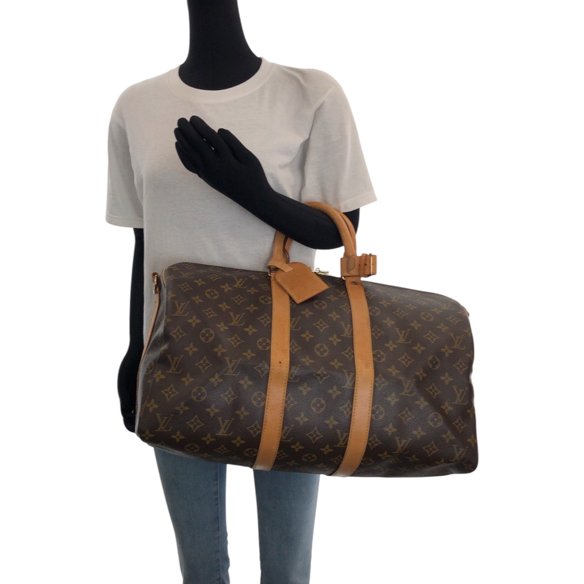 15697
LOUIS VUITTON ルイヴィトン モノグラム キーポル45 バンドリエール 男女兼用 ブラウン ゴールド金具 PVC M41428 ショルダーバッグ ボストンバッグ 2way  レディース