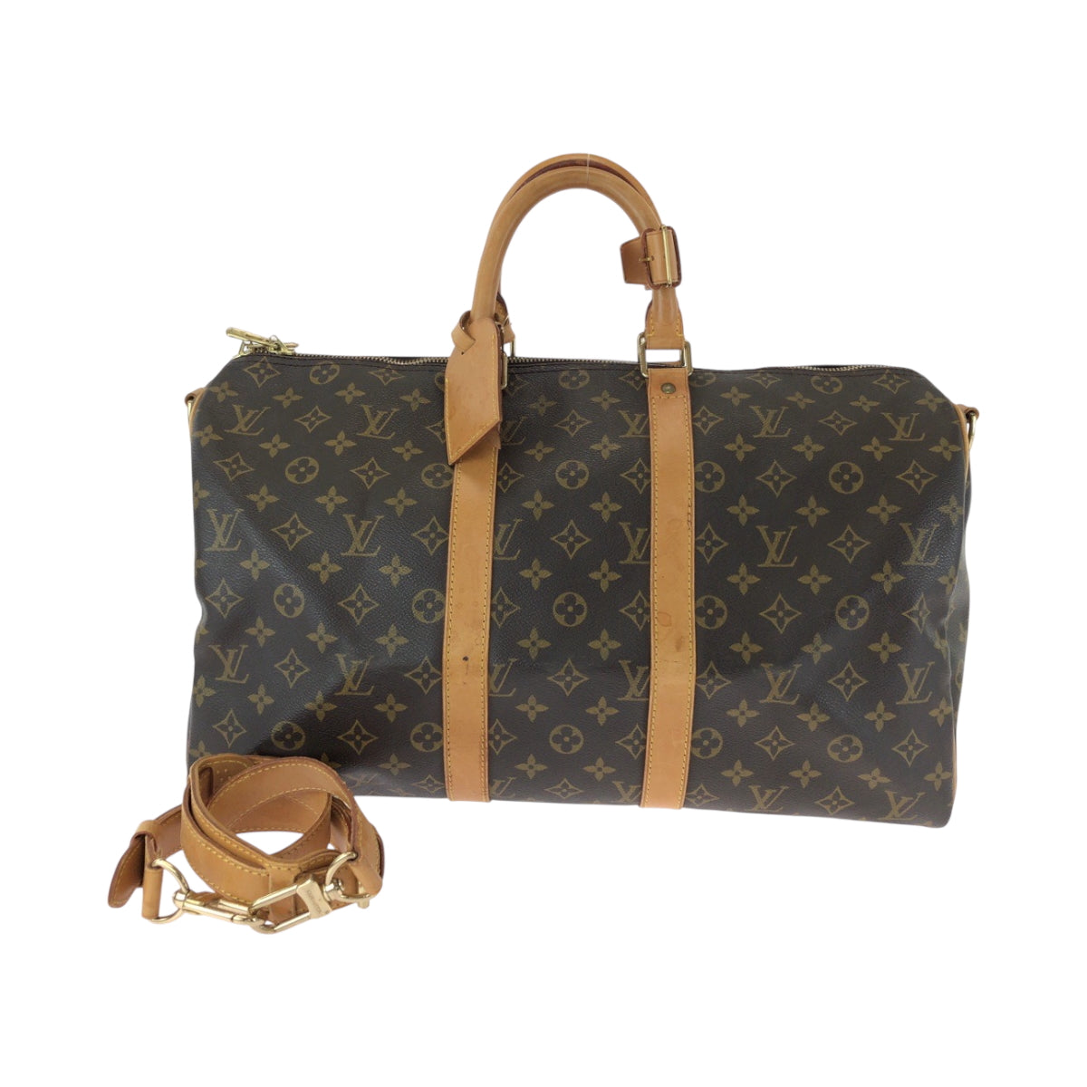 15697
LOUIS VUITTON ルイヴィトン モノグラム キーポル45 バンドリエール 男女兼用 ブラウン ゴールド金具 PVC M41428 ショルダーバッグ ボストンバッグ 2way  レディース