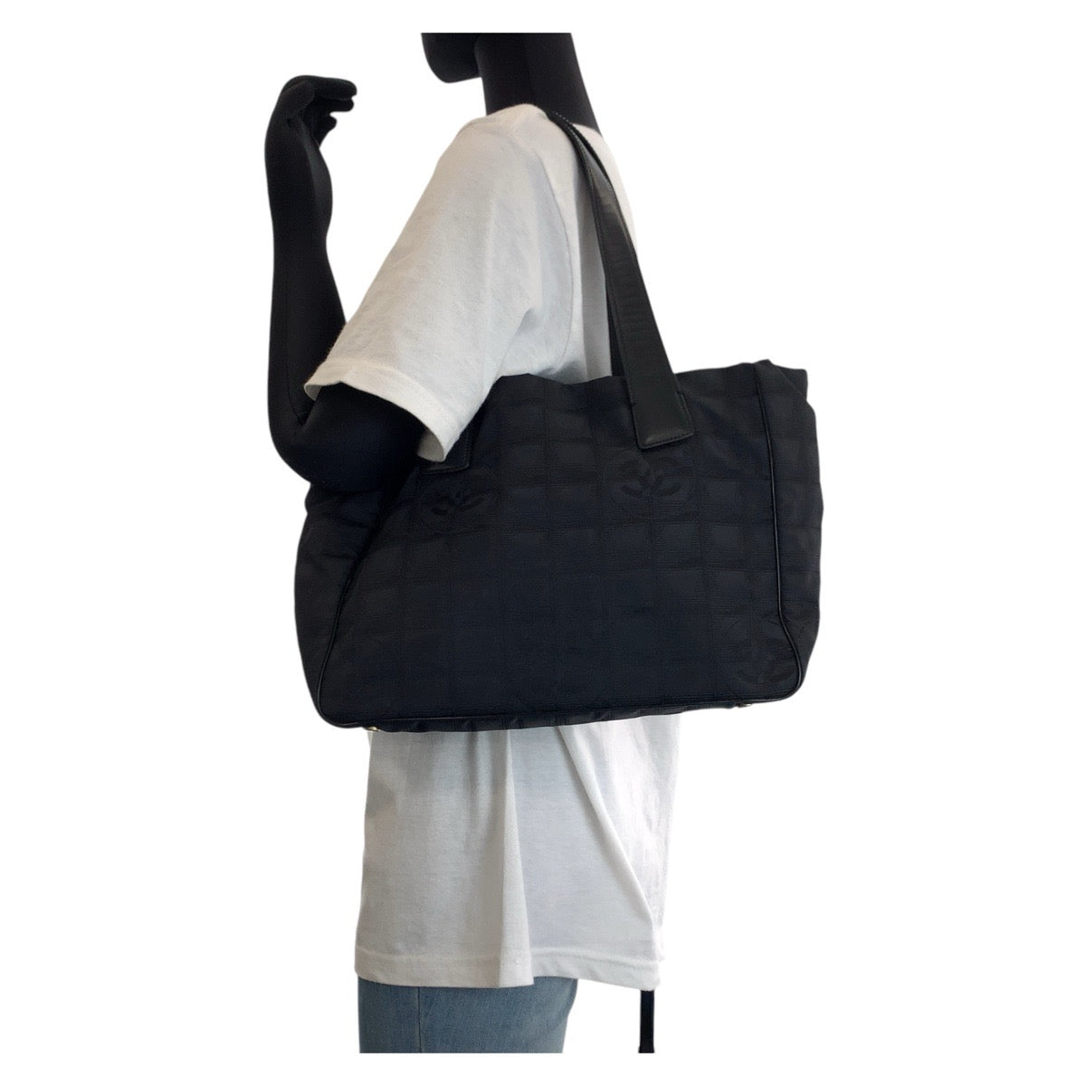 15699
CHANEL シャネル ヴィンテージ ニュートラベルライン ココマーク ブラック 黒 ゴールド金具 キャンバス / レザー トートバッグ ショルダーバッグ  レディース