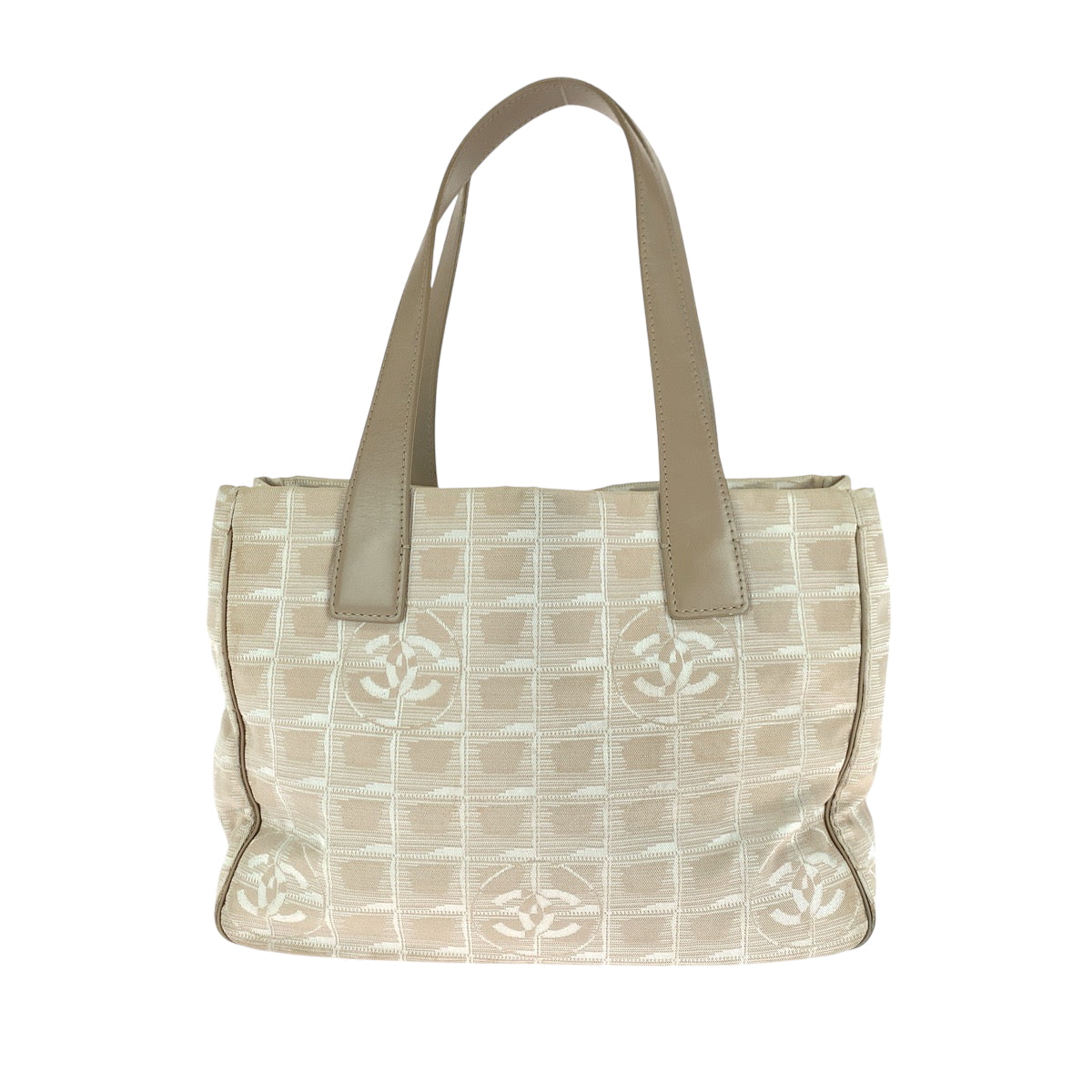15700
CHANEL シャネル ニュートラベルライン ピンクベージュ ゴールド金具 キャンバス / レザー トートバッグ ショルダーバッグ  レディース AB28