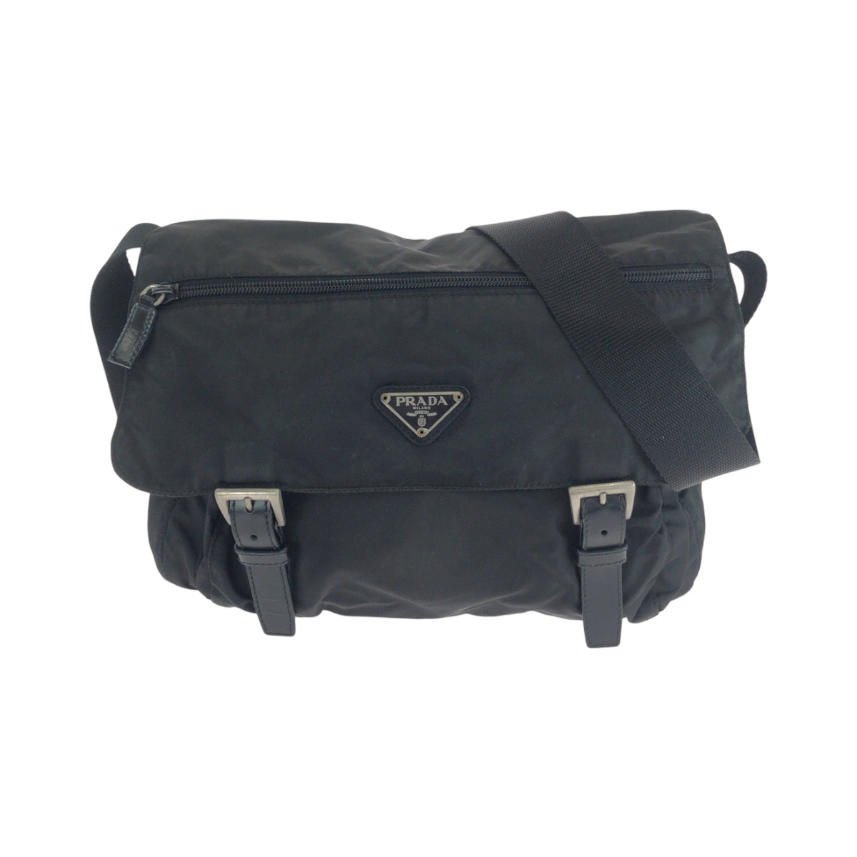 15703
PRADA プラダ テスート 三角ロゴプレート ブラック 黒 シルバー金具 ナイロン 1BD671 ショルダーバッグ メッセンジャーバッグ  レディース ABP35