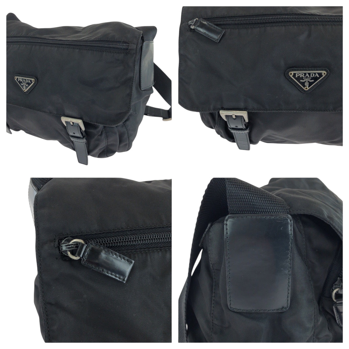 15703
PRADA プラダ テスート 三角ロゴプレート ブラック 黒 シルバー金具 ナイロン 1BD671 ショルダーバッグ メッセンジャーバッグ  レディース ABP35