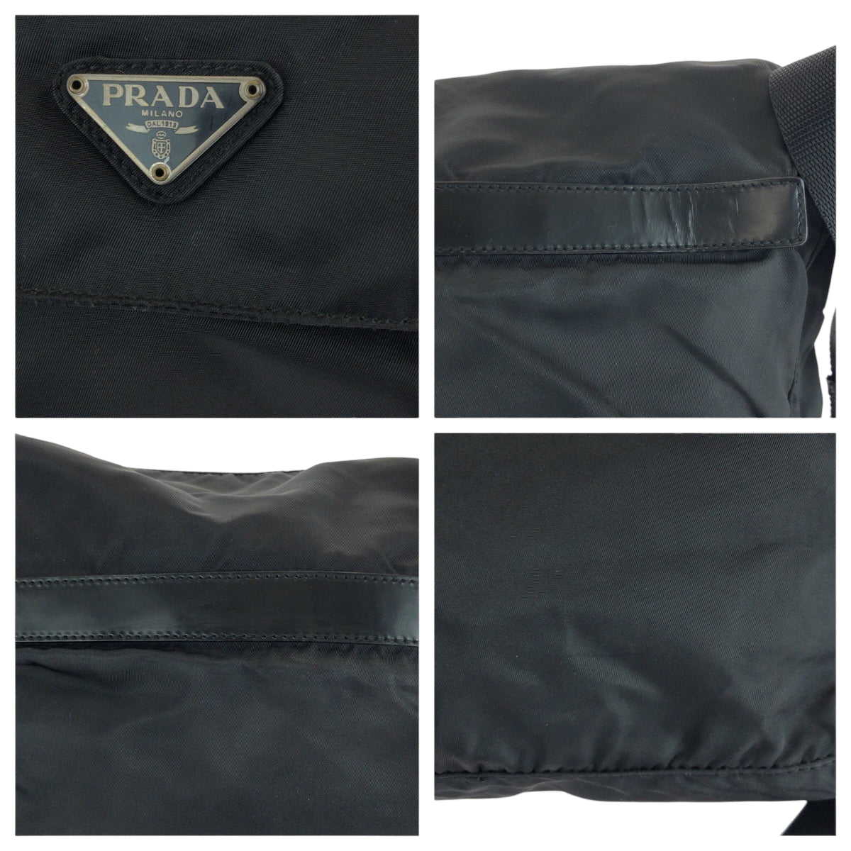15703
PRADA プラダ テスート 三角ロゴプレート ブラック 黒 シルバー金具 ナイロン 1BD671 ショルダーバッグ メッセンジャーバッグ  レディース ABP35