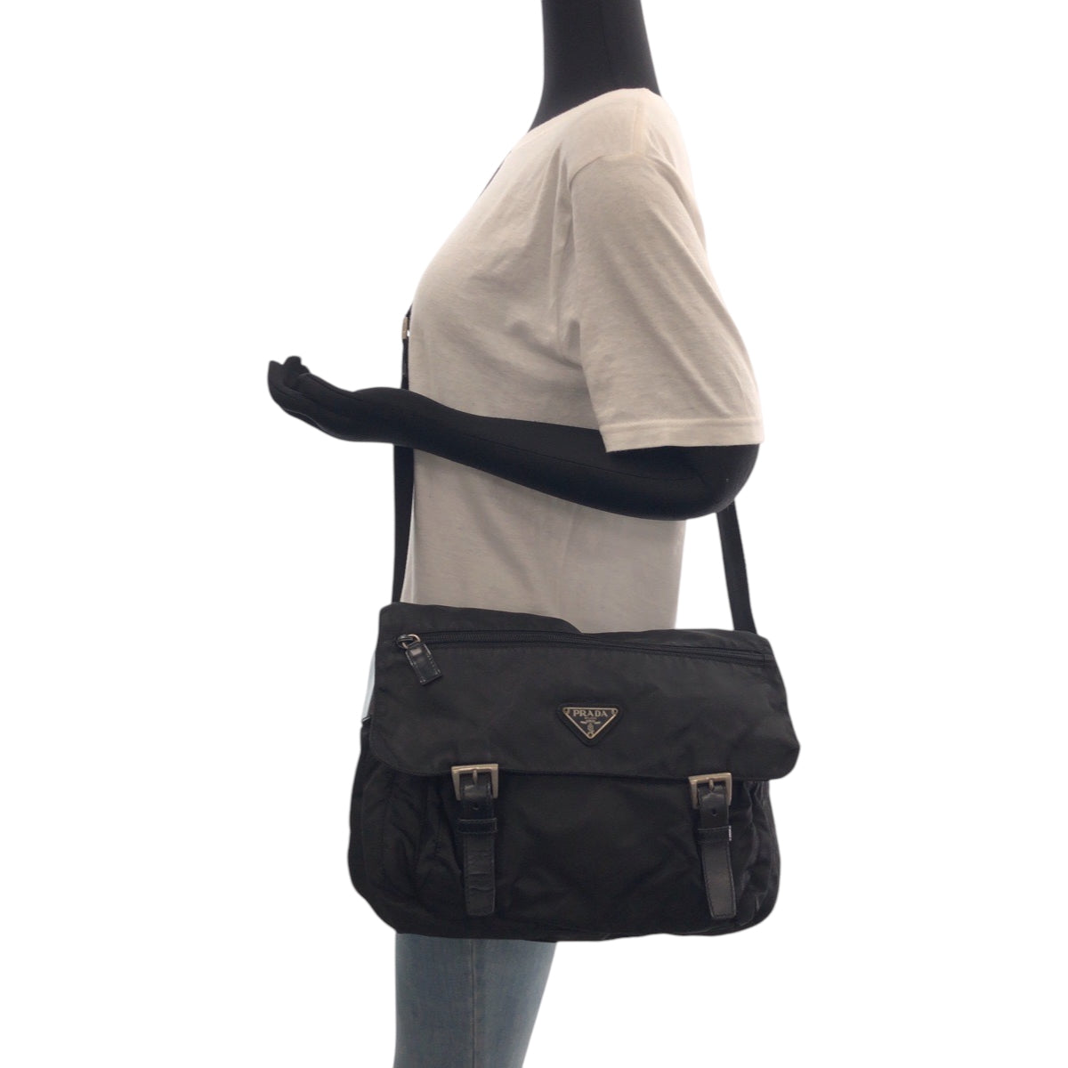 15703
PRADA プラダ テスート 三角ロゴプレート ブラック 黒 シルバー金具 ナイロン 1BD671 ショルダーバッグ メッセンジャーバッグ  レディース ABP35