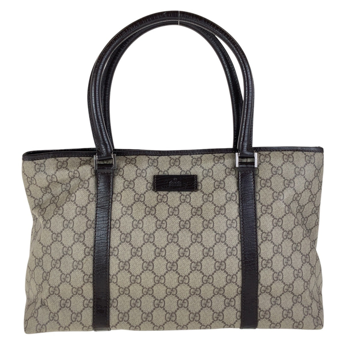 15705
GUCCI グッチ ブラウン グレー シルバー金具 GGスプリームキャンバス / レザー 114595 トートバッグ ショルダーバッグ  レディース