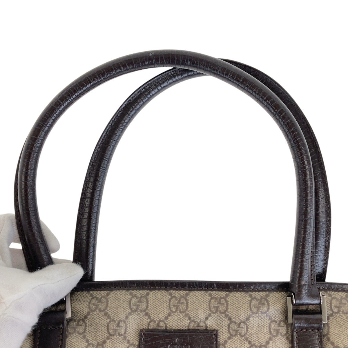 15705
GUCCI グッチ ブラウン グレー シルバー金具 GGスプリームキャンバス / レザー 114595 トートバッグ ショルダーバッグ  レディース