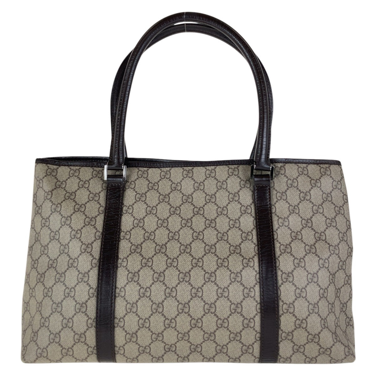 15705
GUCCI グッチ ブラウン グレー シルバー金具 GGスプリームキャンバス / レザー 114595 トートバッグ ショルダーバッグ  レディース