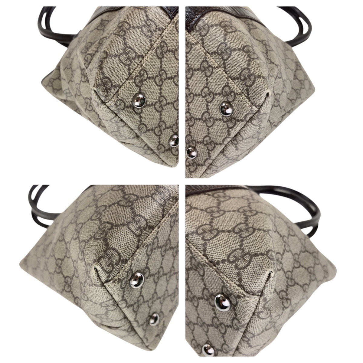 15705
GUCCI グッチ ブラウン グレー シルバー金具 GGスプリームキャンバス / レザー 114595 トートバッグ ショルダーバッグ  レディース
