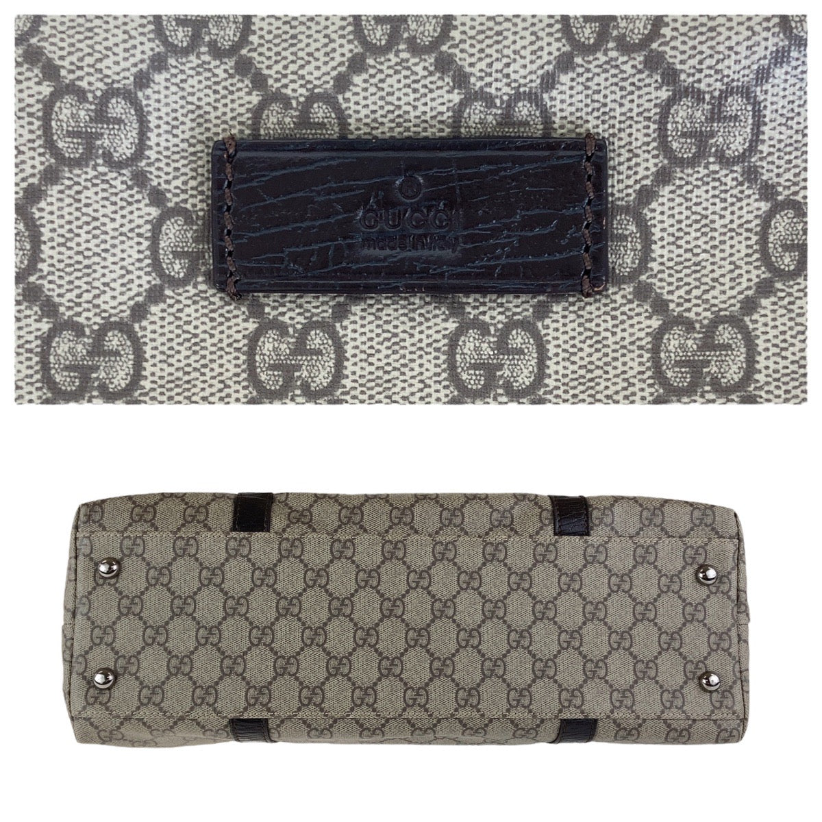15705
GUCCI グッチ ブラウン グレー シルバー金具 GGスプリームキャンバス / レザー 114595 トートバッグ ショルダーバッグ  レディース