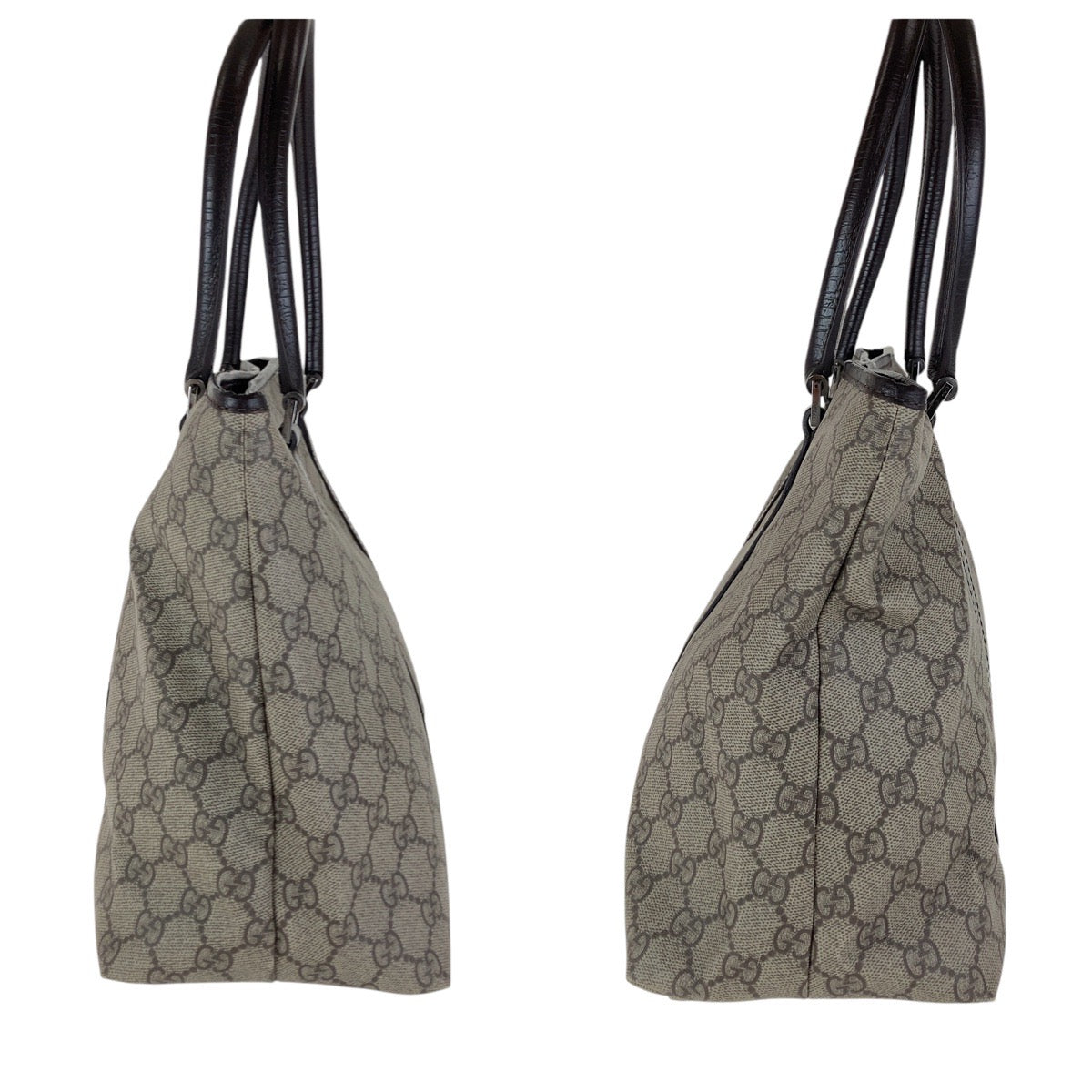 15705
GUCCI グッチ ブラウン グレー シルバー金具 GGスプリームキャンバス / レザー 114595 トートバッグ ショルダーバッグ  レディース