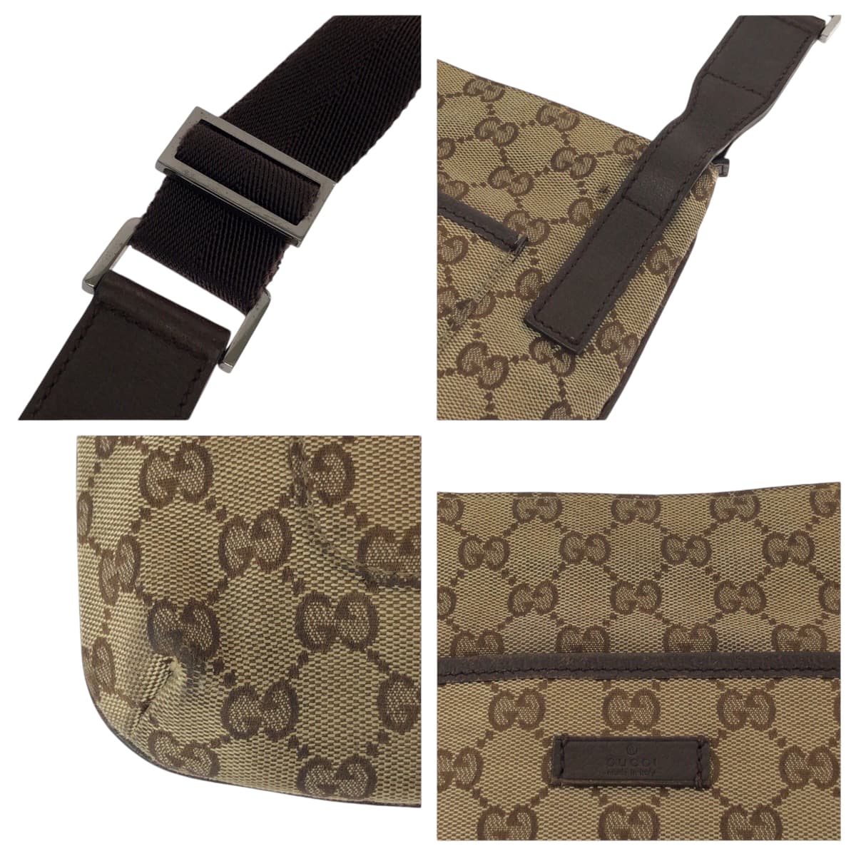 15708
GUCCI グッチ ベージュ ブラウン シルバー金具 GGキャンバス 122793 ショルダーバッグ ポシェット  レディース AB22