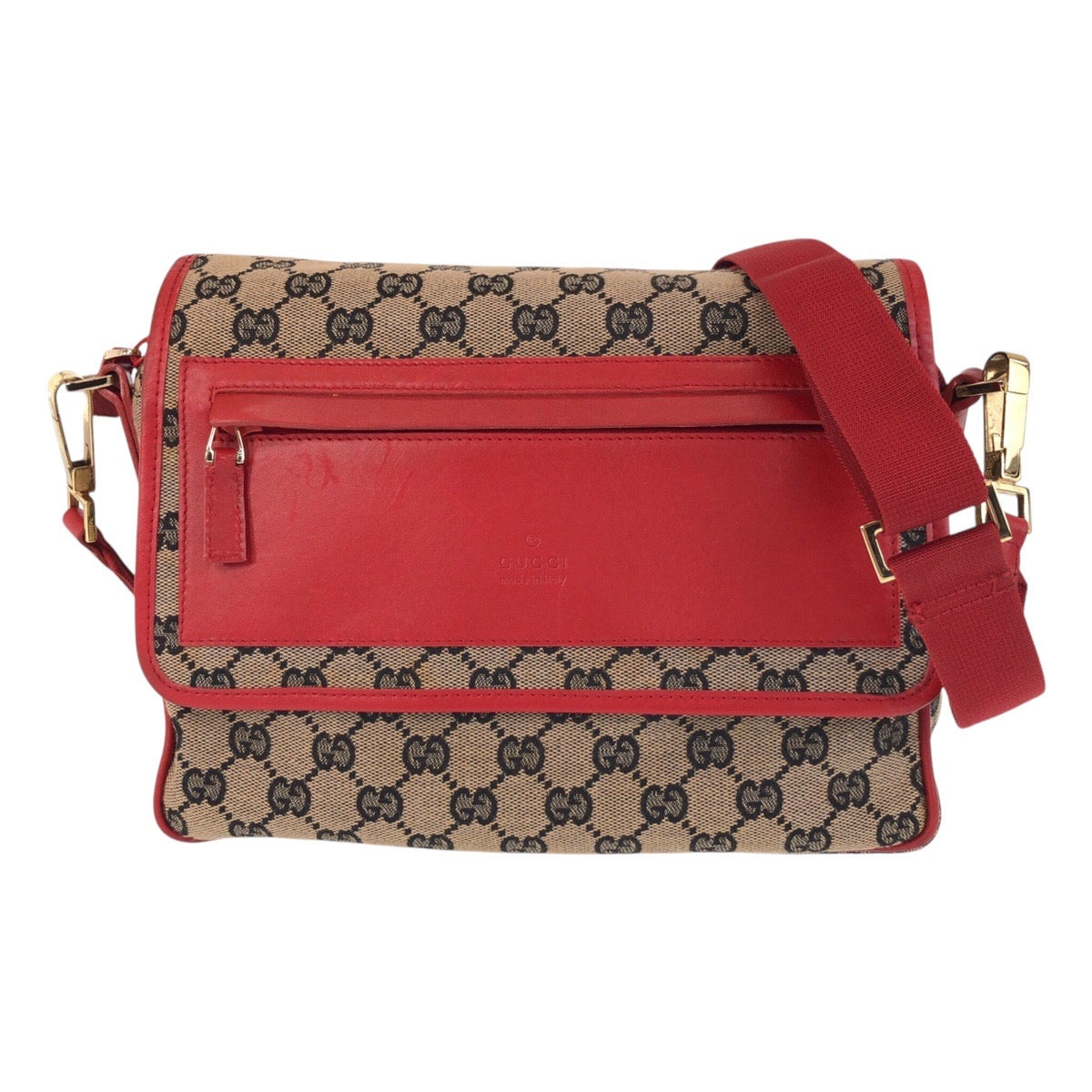 15710
GUCCI グッチ レッド ベージュ ゴールド金具 GGキャンバス / レザー 001 0375 ショルダーバッグ メッセンジャーバッグ  レディース ABP34
