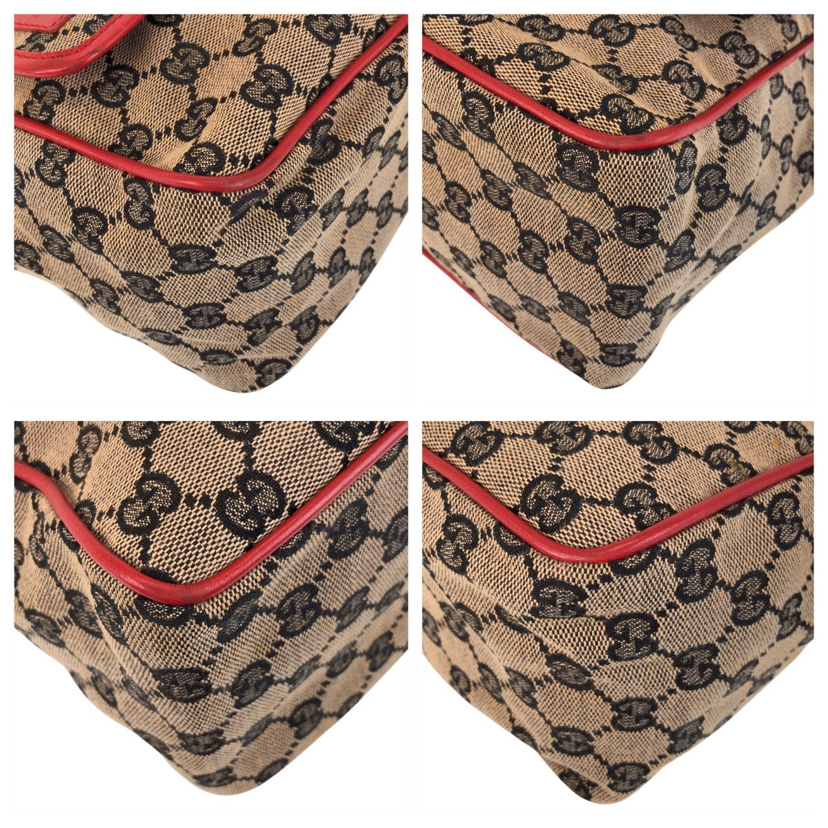 15710
GUCCI グッチ レッド ベージュ ゴールド金具 GGキャンバス / レザー 001 0375 ショルダーバッグ メッセンジャーバッグ  レディース ABP34