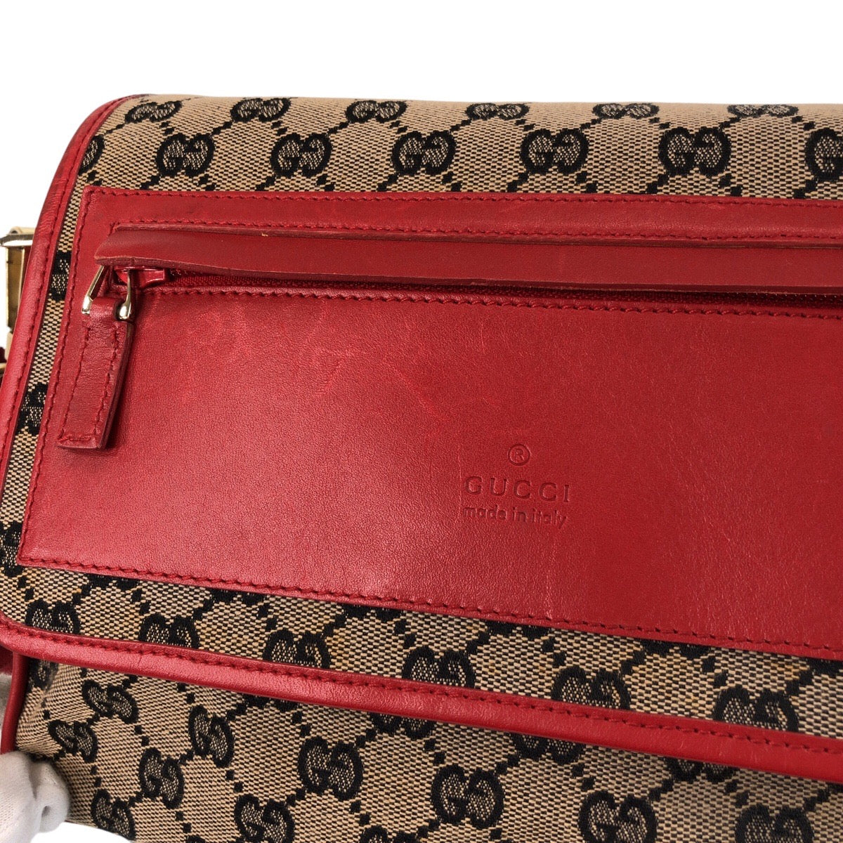 15710
GUCCI グッチ レッド ベージュ ゴールド金具 GGキャンバス / レザー 001 0375 ショルダーバッグ メッセンジャーバッグ  レディース ABP34