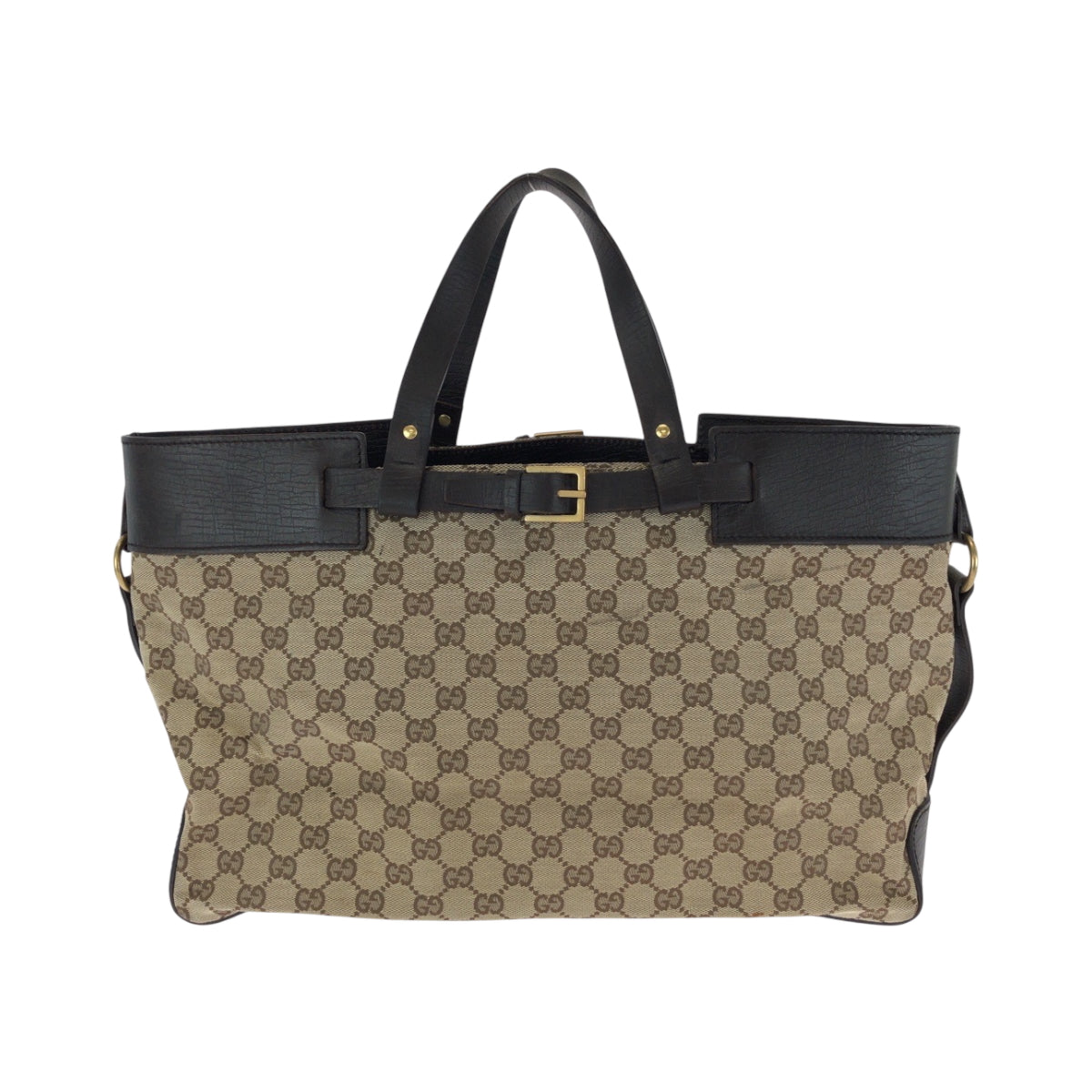 15712
GUCCI グッチ ベージュ ブラウン ゴールド金具 GGキャンバス 106251 トートバッグ ハンドバッグ  レディース