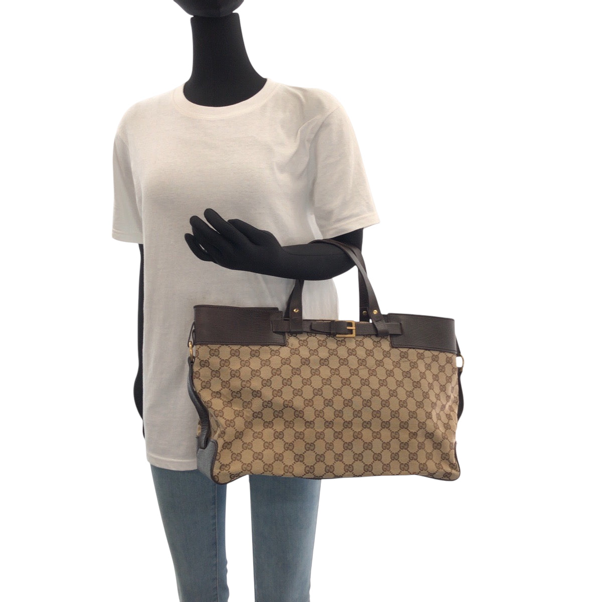 15712
GUCCI グッチ ベージュ ブラウン ゴールド金具 GGキャンバス 106251 トートバッグ ハンドバッグ  レディース