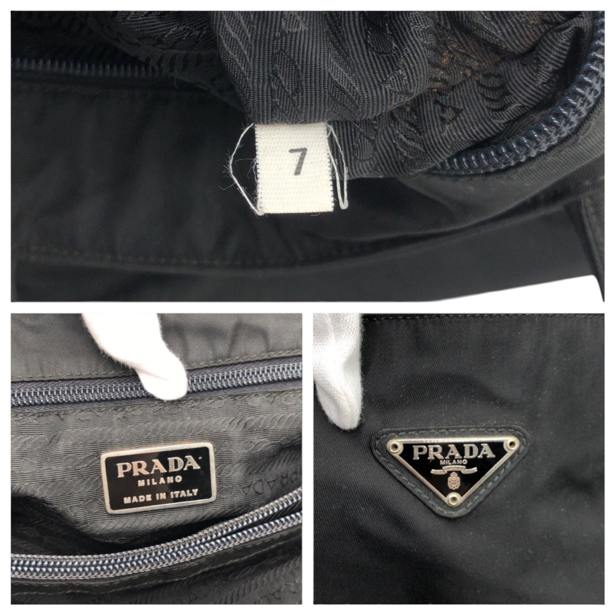 15720
PRADA プラダ テスート 三角ロゴ ブラック 黒 ナイロン ハンドバッグ トートバッグ レディース ABP