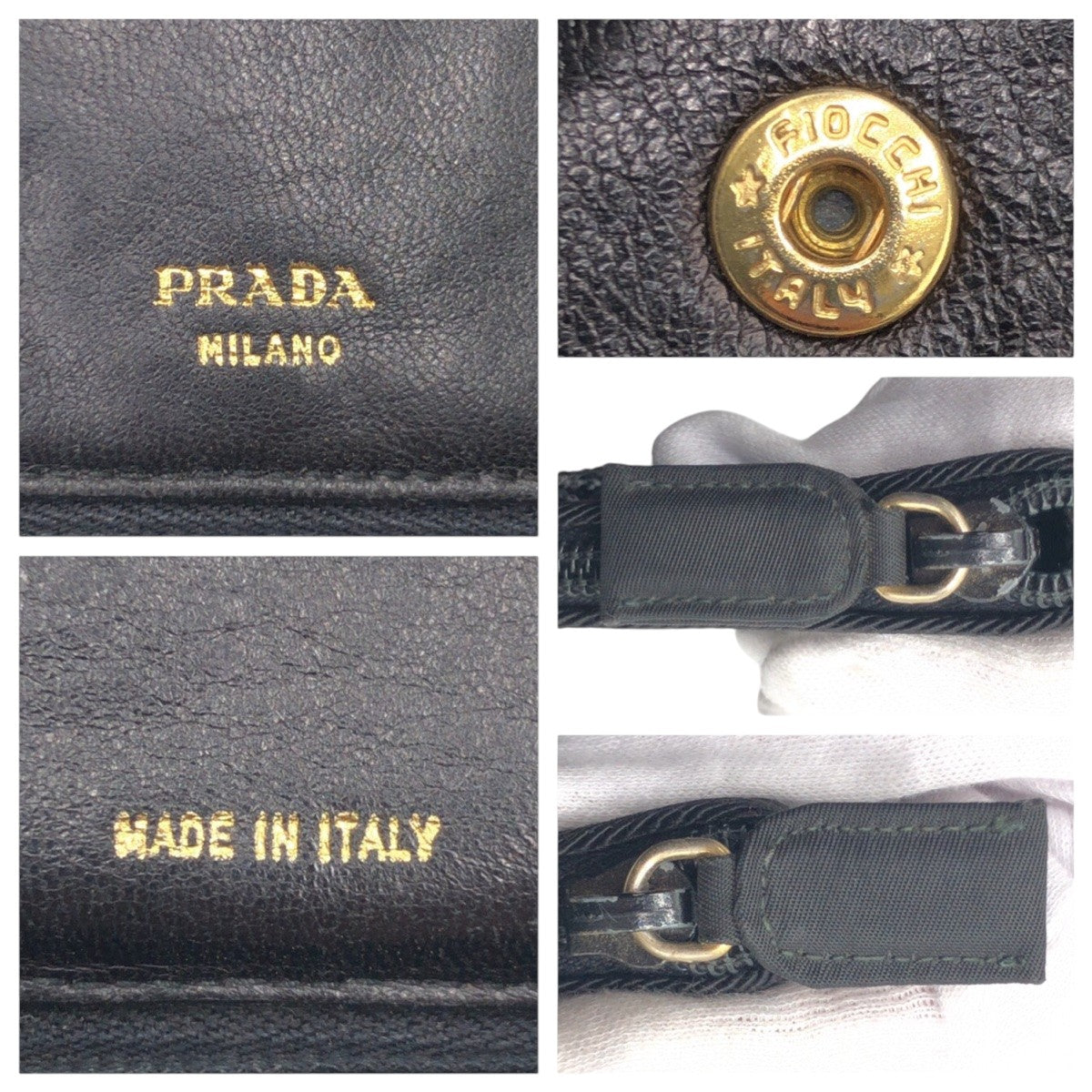 15721
PRADA プラダ ヴィンテージ ブラック 黒 ナイロン 二つ折り財布 折り財布 コンパクトウォレット  レディース AB16