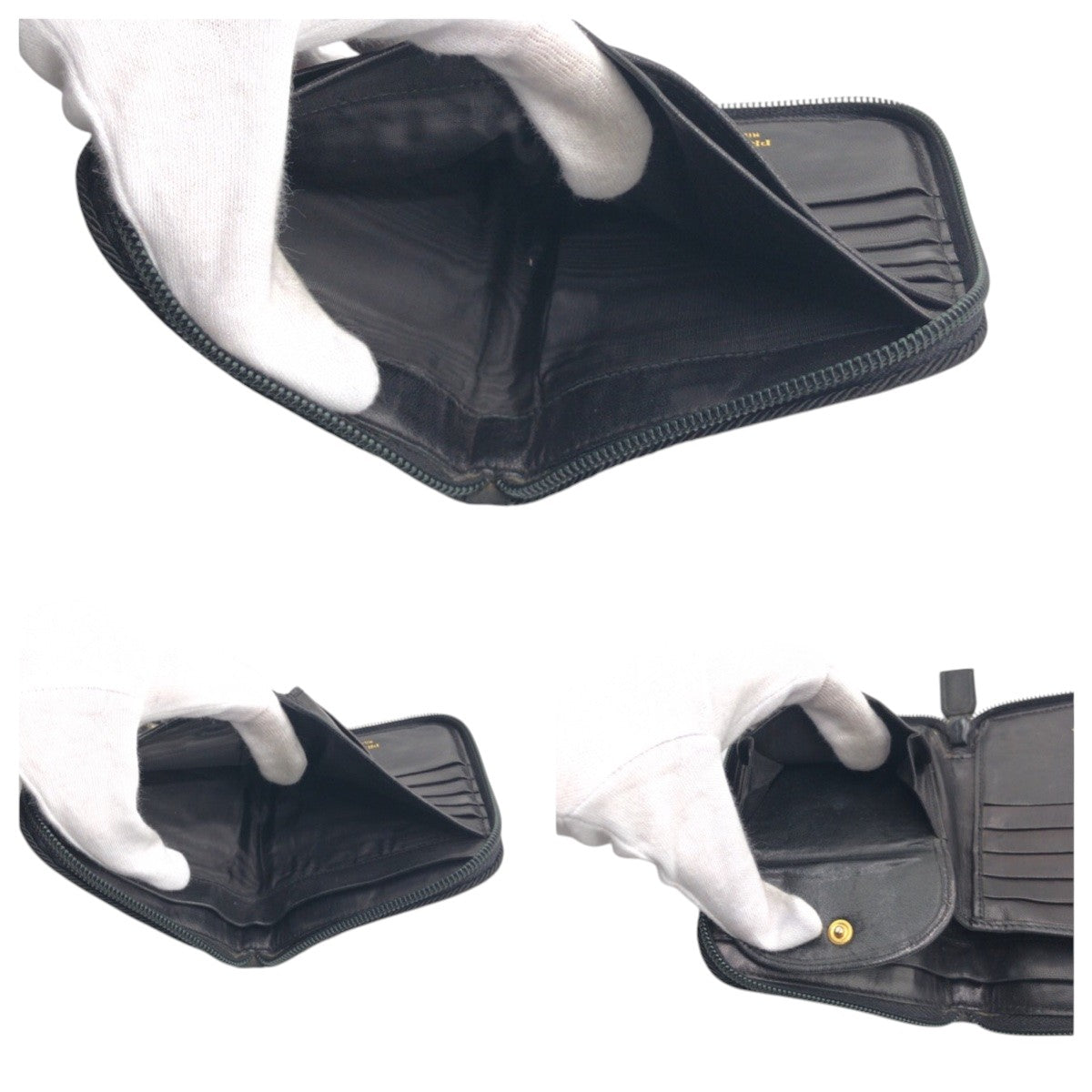 15721
PRADA プラダ ヴィンテージ ブラック 黒 ナイロン 二つ折り財布 折り財布 コンパクトウォレット  レディース AB16