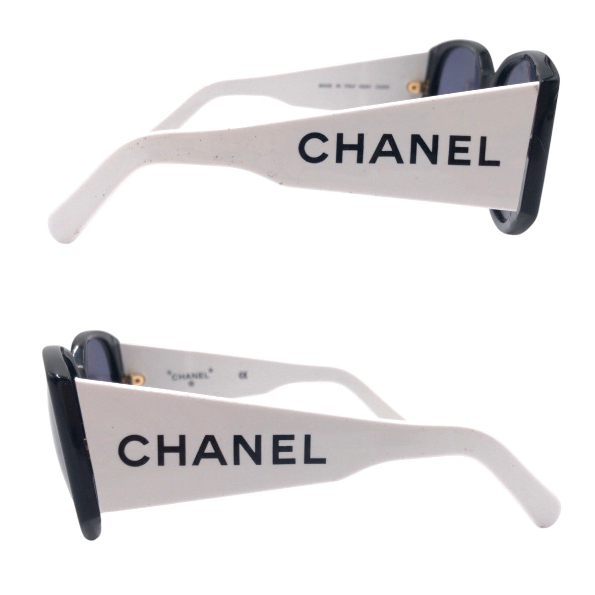 15722
 CHANEL Vintage Bicolor Black White Plastic 05251 C0229 Sunglasses Butterfly Women's