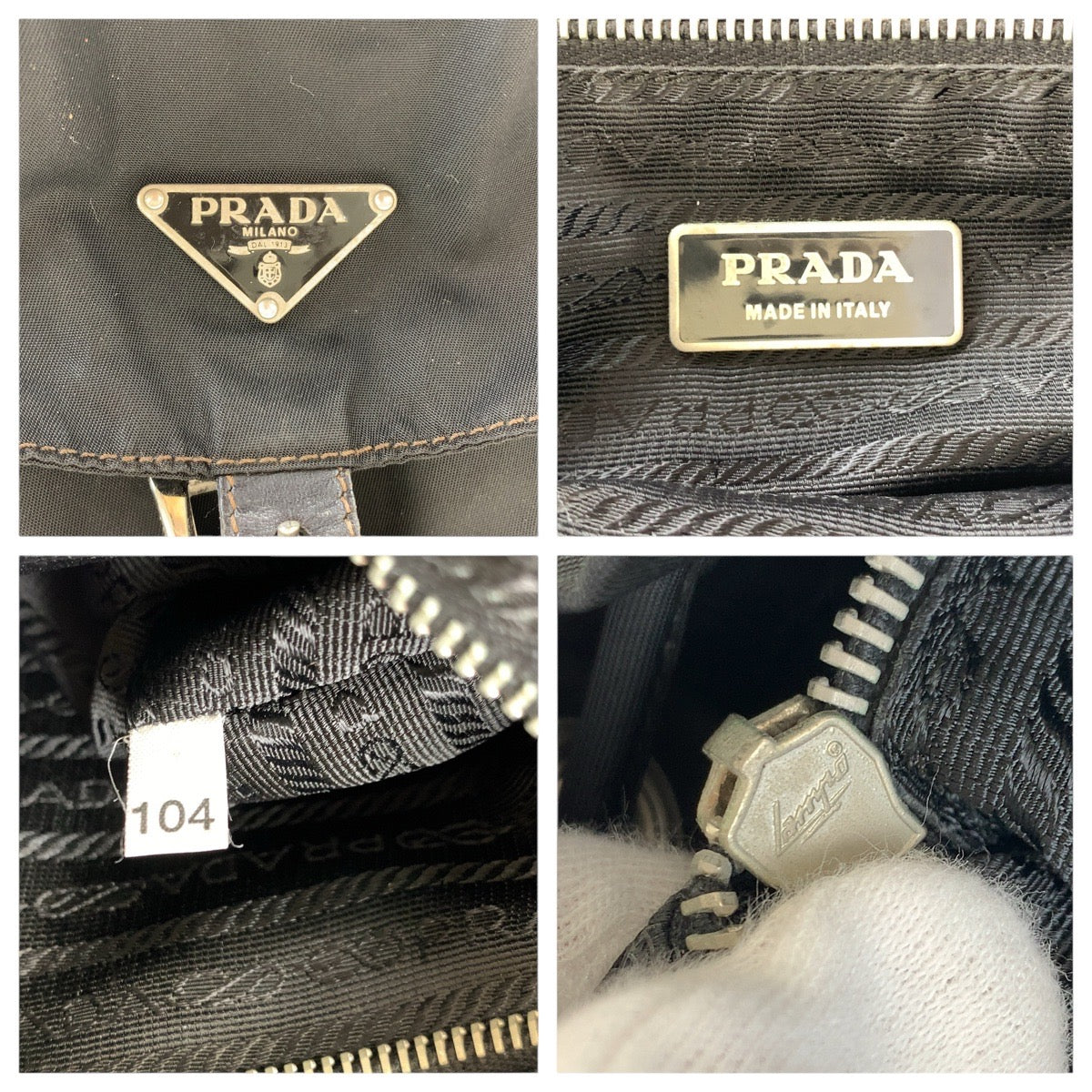 15729
PRADA プラダ テスート 三角ロゴプレート ブラック 黒 シルバー金具 ナイロン / レザー リュック・デイパック バックパック  レディース