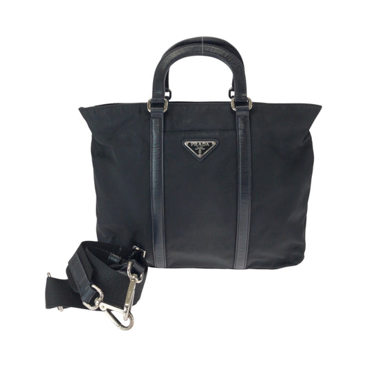 15730
PRADA プラダ テスート 三角ロゴプレート ブラック シルバー金具 ナイロン B1066M トートバッグ ショルダーバッグ ハンドバッグ 2way  レディース