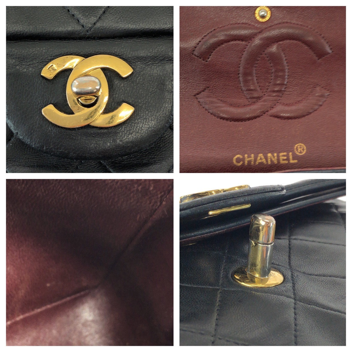 15731
CHANEL シャネル マトラッセ ダブルフラップ ココマーク ターンロック ブラック 黒 ゴールド金具 ラムスキン チェーンショルダーバッグ  レディース AB270
