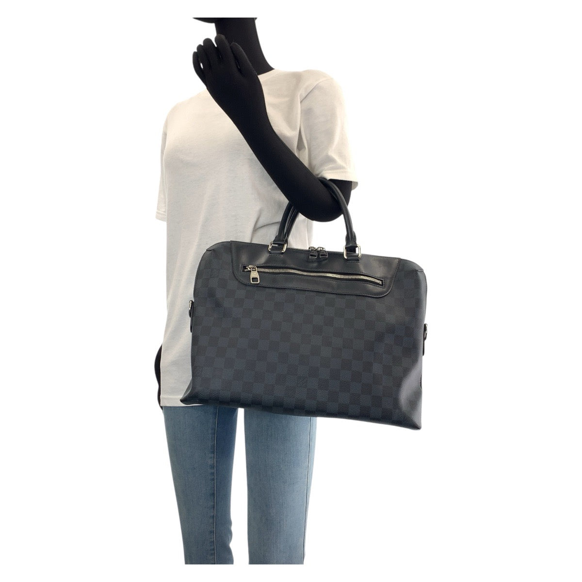 15735
LOUIS VUITTON ルイヴィトン ダミエ グラフィット ポルト ドキュマンジュール NM ブラック 黒 シルバー金具 PVC / レザー N48260 ビジネスバッグ ブリーフケース 2way  メンズ