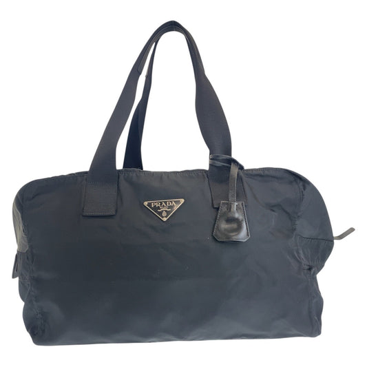 15738
PRADA プラダ テスート 三角ロゴプレート ブラック 黒 シルバー金具 ナイロン ボストンバッグ ハンドバッグ 男女兼用  レディース AB40