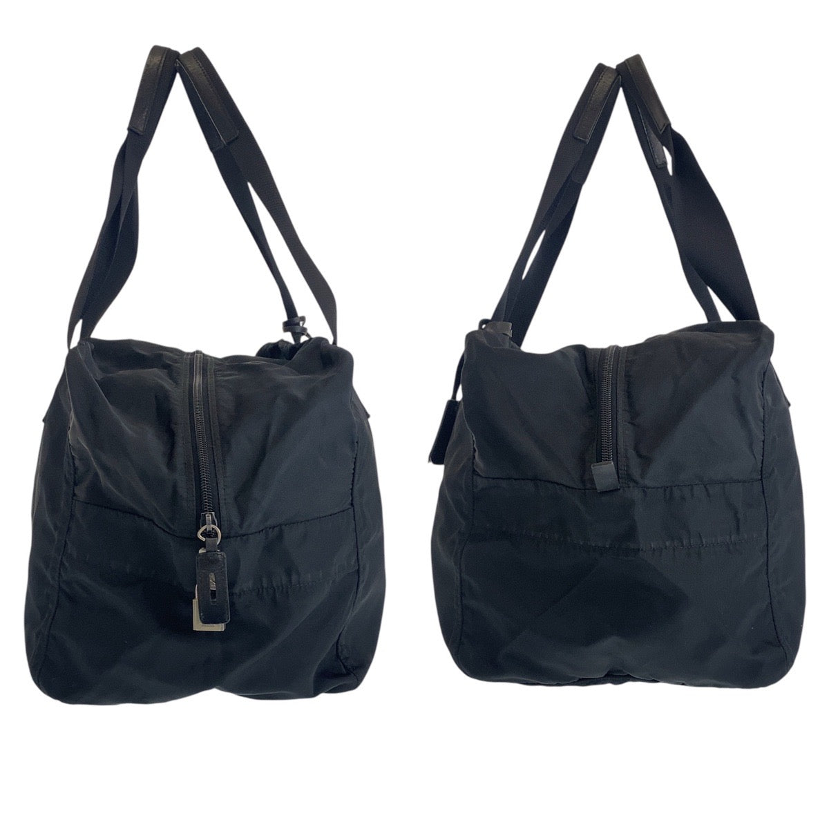 15738
PRADA プラダ テスート 三角ロゴプレート ブラック 黒 シルバー金具 ナイロン ボストンバッグ ハンドバッグ 男女兼用  レディース AB40