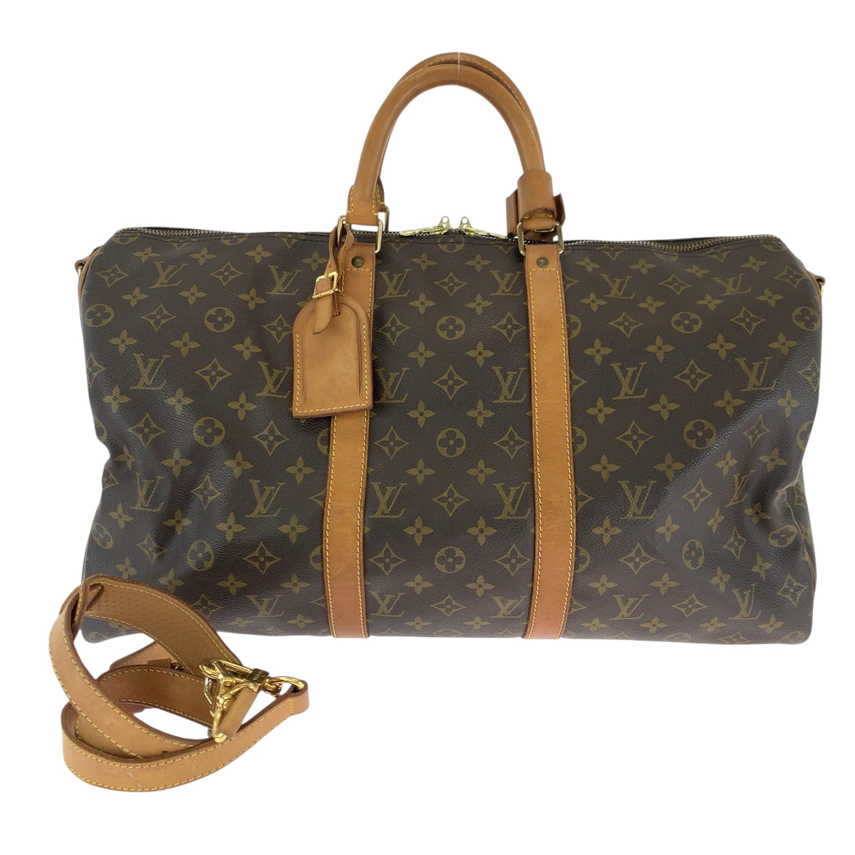 15743
 LOUIS VUITTON Louis Vuitton Monogram Keepall 50 Bandouliere Brown Gold Hardware PVC M41416 Boston Bag Handbag Women's