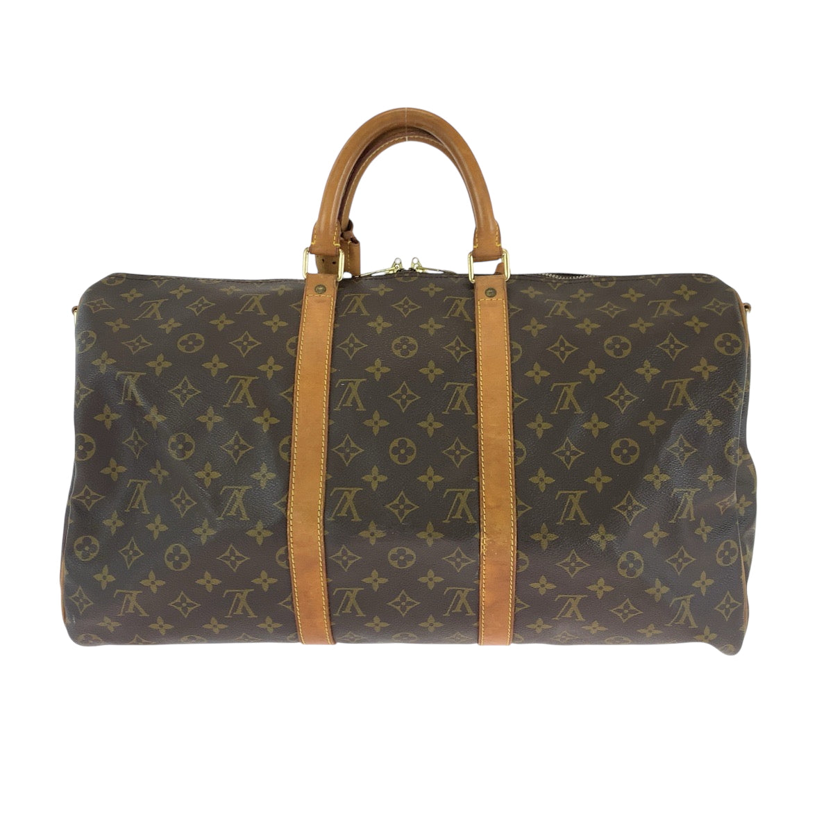 15743
 LOUIS VUITTON Louis Vuitton Monogram Keepall 50 Bandouliere Brown Gold Hardware PVC M41416 Boston Bag Handbag Women's