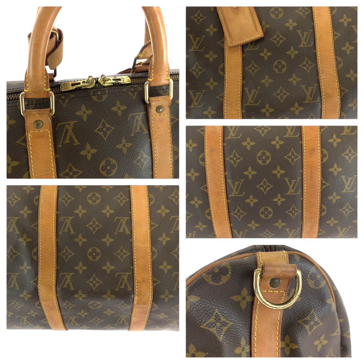 15743
 LOUIS VUITTON Louis Vuitton Monogram Keepall 50 Bandouliere Brown Gold Hardware PVC M41416 Boston Bag Handbag Women's