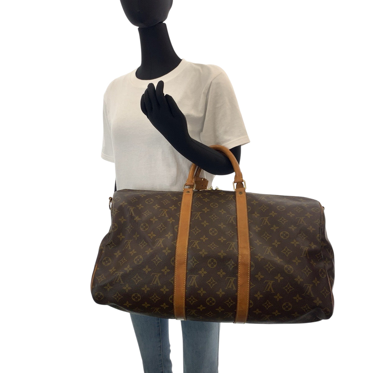 15743
 LOUIS VUITTON Louis Vuitton Monogram Keepall 50 Bandouliere Brown Gold Hardware PVC M41416 Boston Bag Handbag Women's