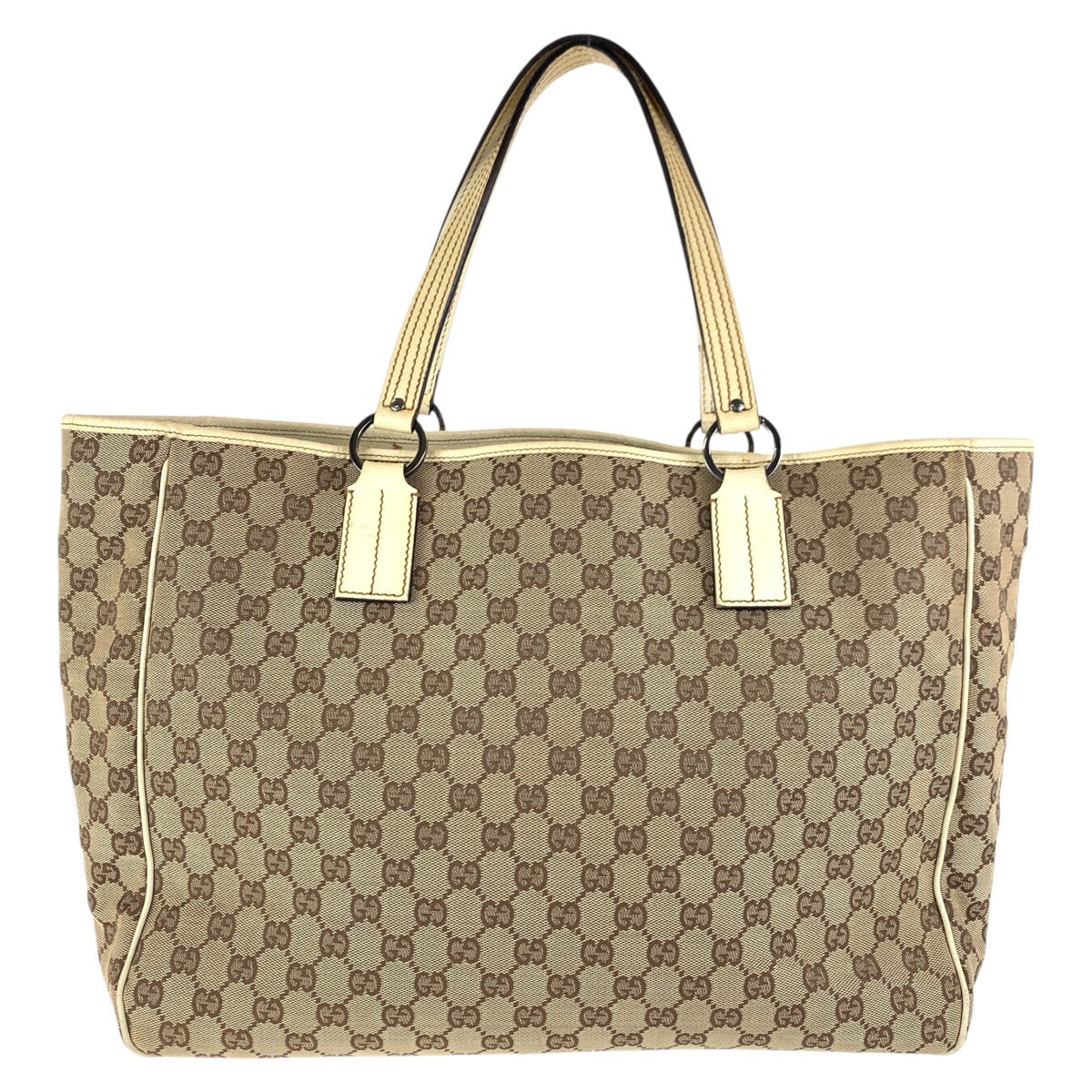 15744
GUCCI グッチ ブラウン ホワイト シルバー金具 GGキャンバス / レザー 113022 トートバッグ ショルダーバッグ  レディース