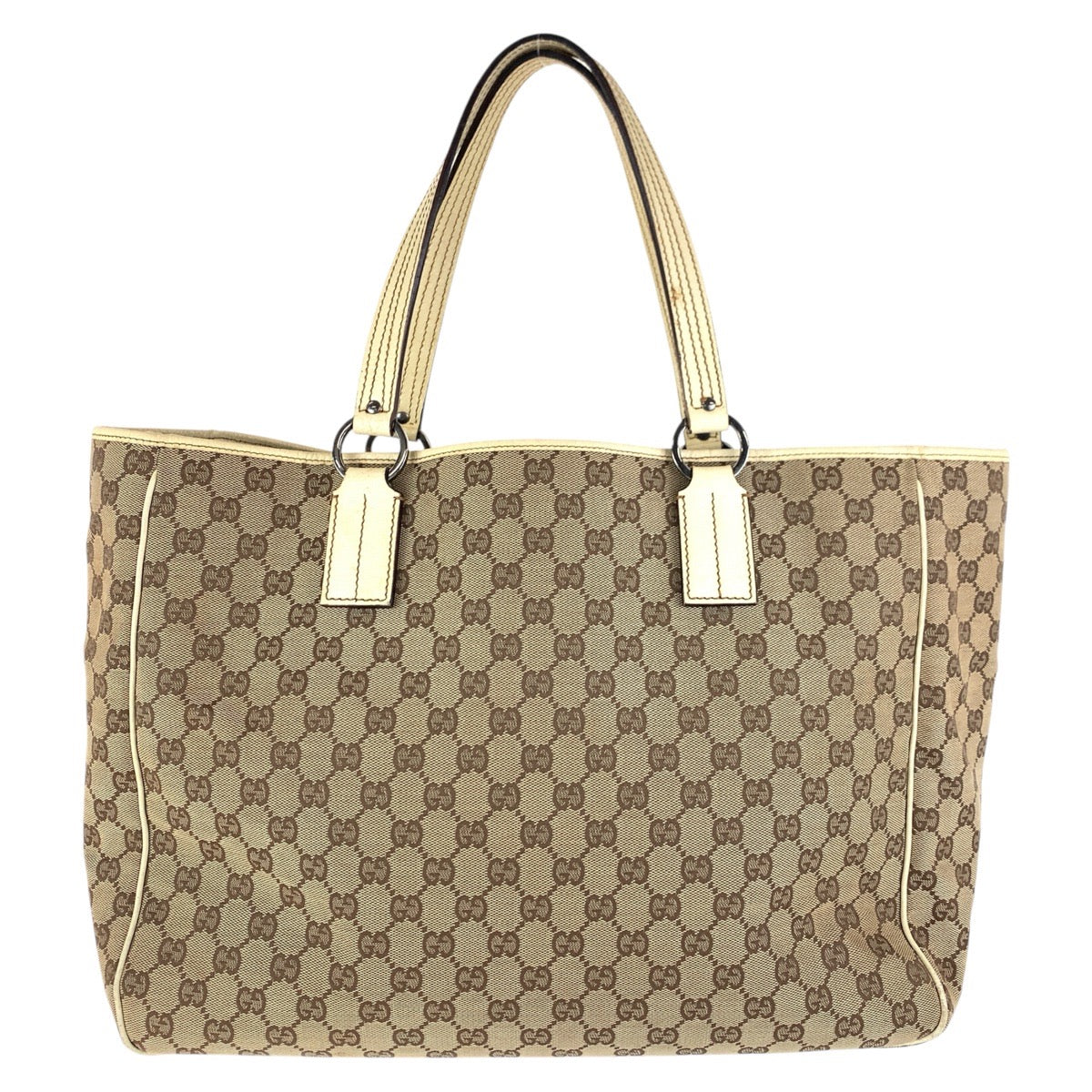 15744
GUCCI グッチ ブラウン ホワイト シルバー金具 GGキャンバス / レザー 113022 トートバッグ ショルダーバッグ  レディース