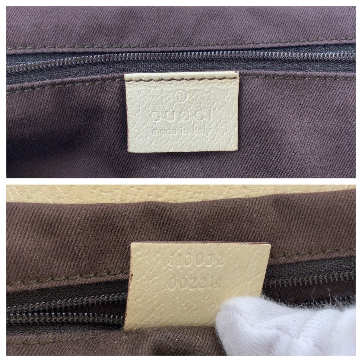 15744
GUCCI グッチ ブラウン ホワイト シルバー金具 GGキャンバス / レザー 113022 トートバッグ ショルダーバッグ  レディース