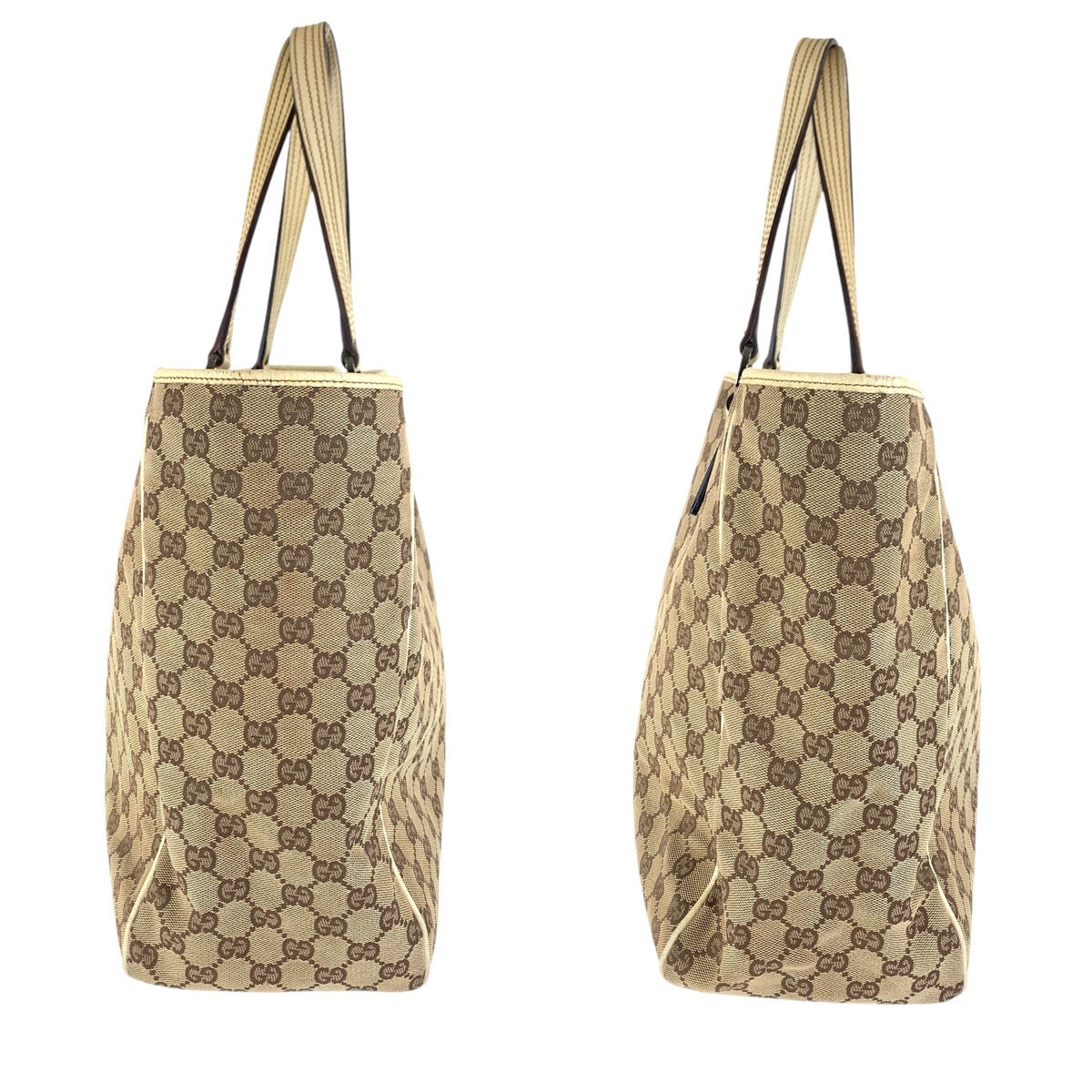 15744
GUCCI グッチ ブラウン ホワイト シルバー金具 GGキャンバス / レザー 113022 トートバッグ ショルダーバッグ  レディース