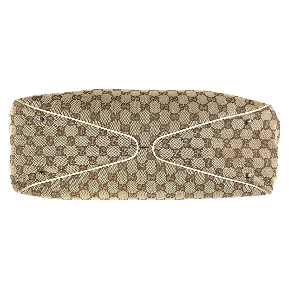 15744
GUCCI グッチ ブラウン ホワイト シルバー金具 GGキャンバス / レザー 113022 トートバッグ ショルダーバッグ  レディース