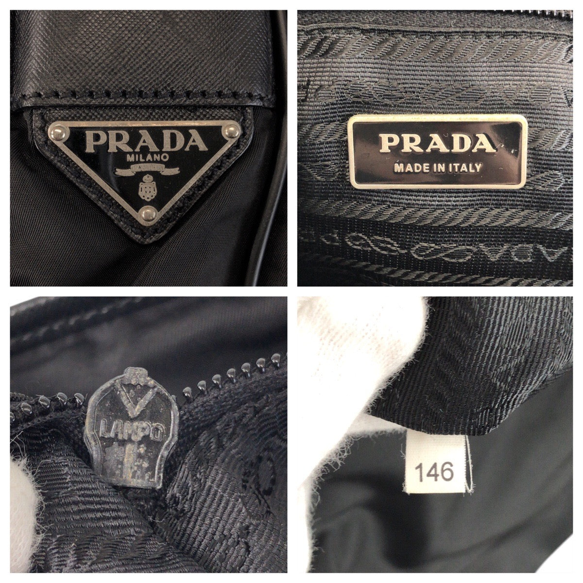 15745
PRADA プラダ テスート 三角ロゴプレート ブラック 黒 シルバー金具 ナイロン ショルダーバッグ メッセンジャーバッグ  レディース