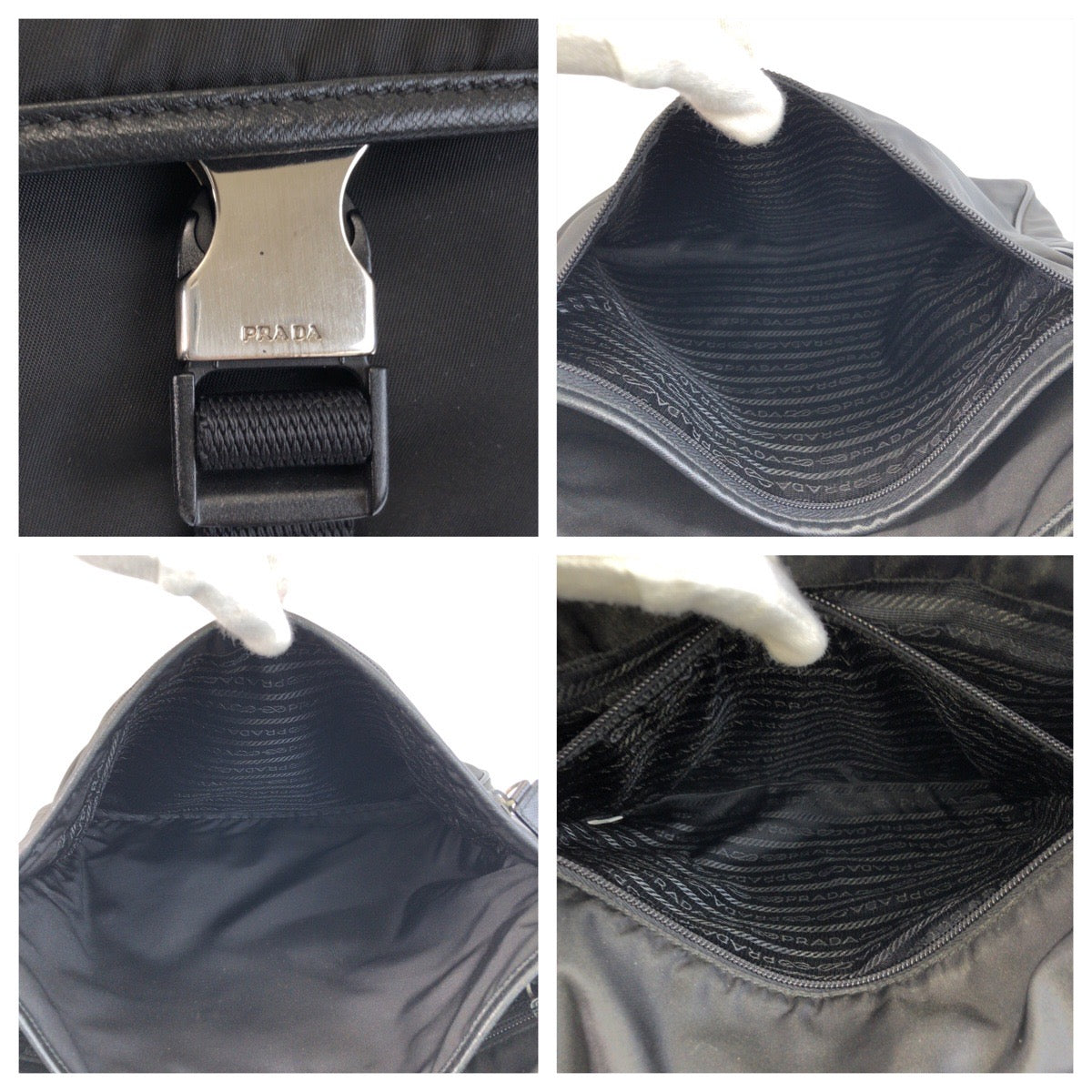 15745
PRADA プラダ テスート 三角ロゴプレート ブラック 黒 シルバー金具 ナイロン ショルダーバッグ メッセンジャーバッグ  レディース ABP39