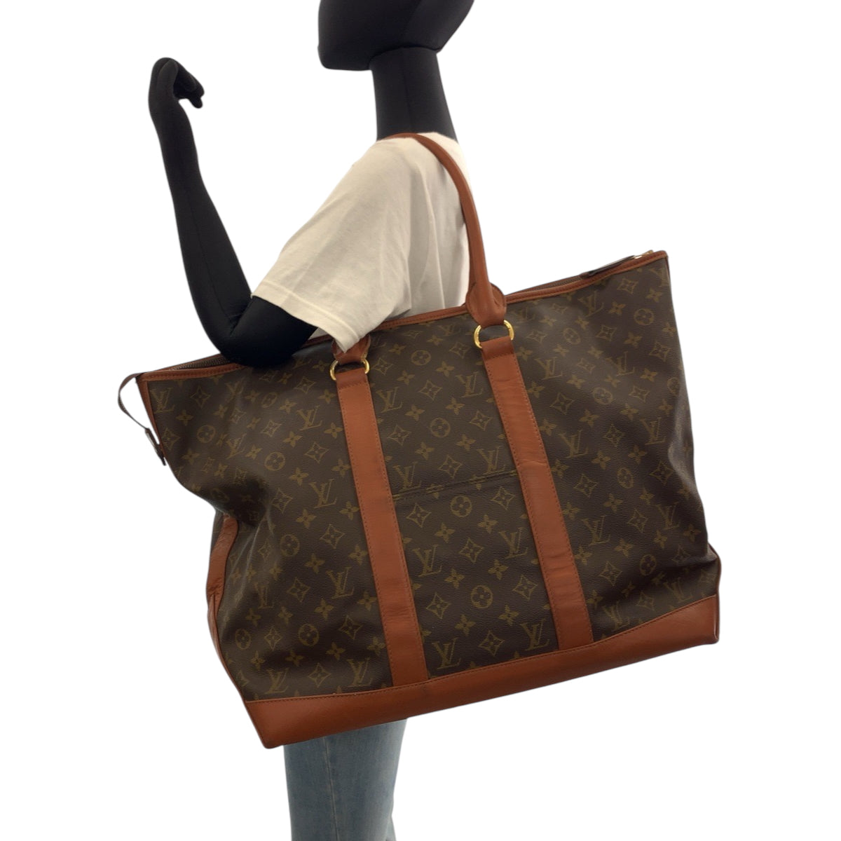 15746
LOUIS VUITTON ルイヴィトン モノグラム サックウィークエンドGM 男女兼用 ブラウン ゴールド金具 PVC M42420 トートバッグ ハンドバッグ  レディース