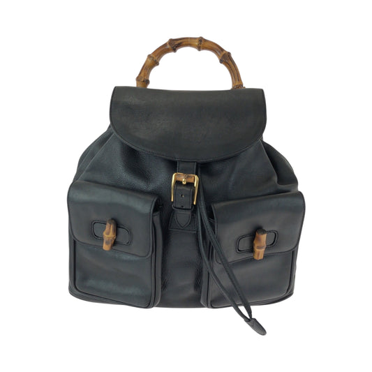15747
GUCCI グッチ バンブー ブラック 黒 ブラウン ゴールド金具 レザー 003 2058 0016 リュックサック バックパック  レディース AB35
