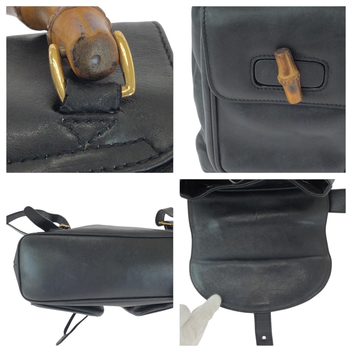 15747
GUCCI グッチ バンブー ブラック 黒 ブラウン ゴールド金具 レザー 003 2058 0016 リュックサック バックパック  レディース AB35