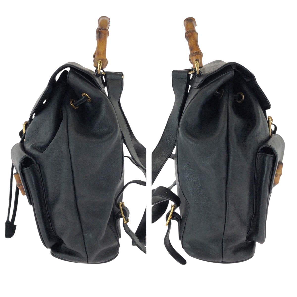 15747
GUCCI グッチ バンブー ブラック 黒 ブラウン ゴールド金具 レザー 003 2058 0016 リュックサック バックパック  レディース AB35