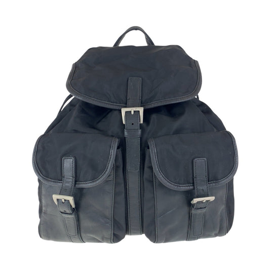 15749
PRADA プラダ テスート 三角ロゴプレート ブラック 黒 シルバー金具 ナイロン / レザー リュック・デイパック バックパック  レディース AB39