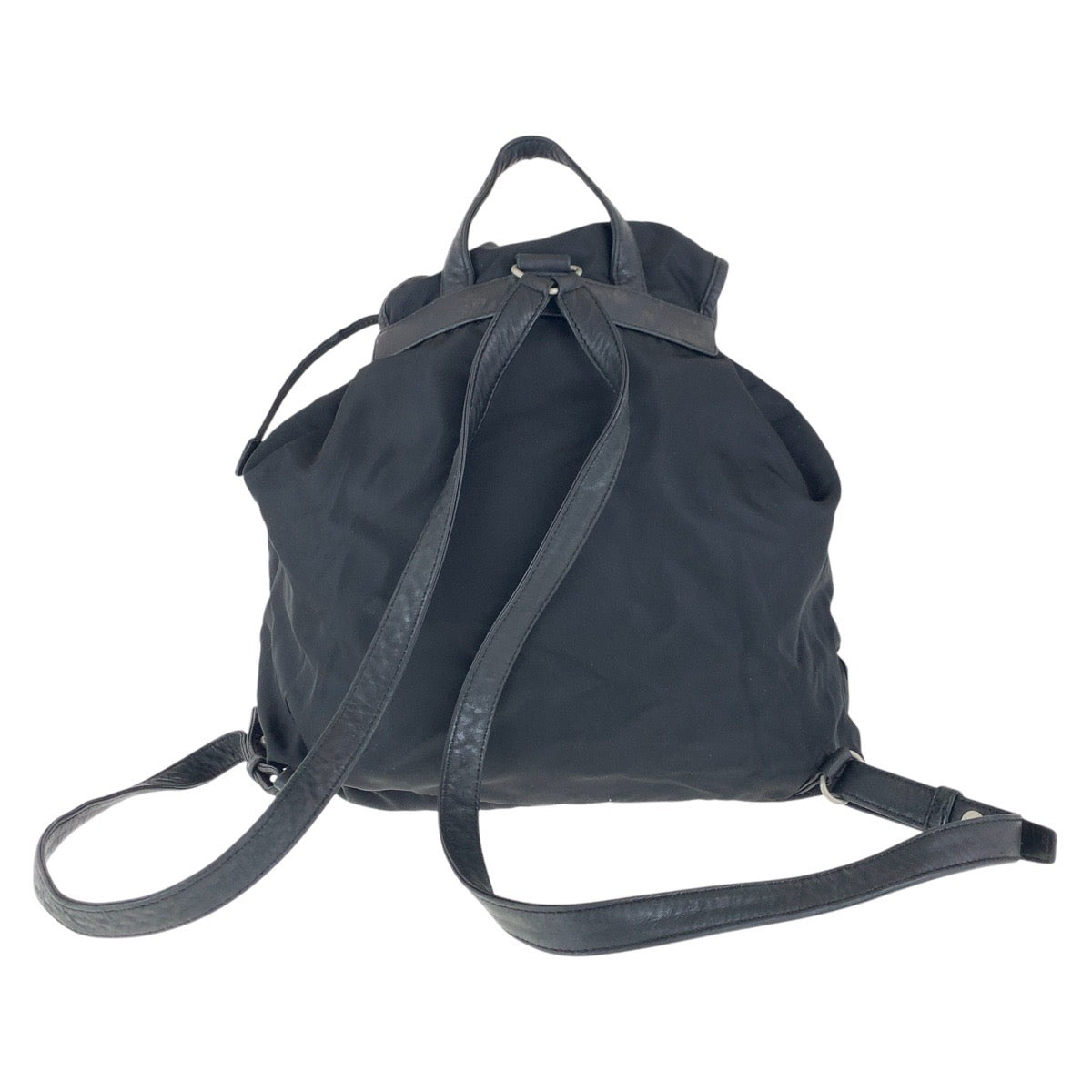15749
PRADA プラダ テスート 三角ロゴプレート ブラック 黒 シルバー金具 ナイロン / レザー リュック・デイパック バックパック  レディース AB39