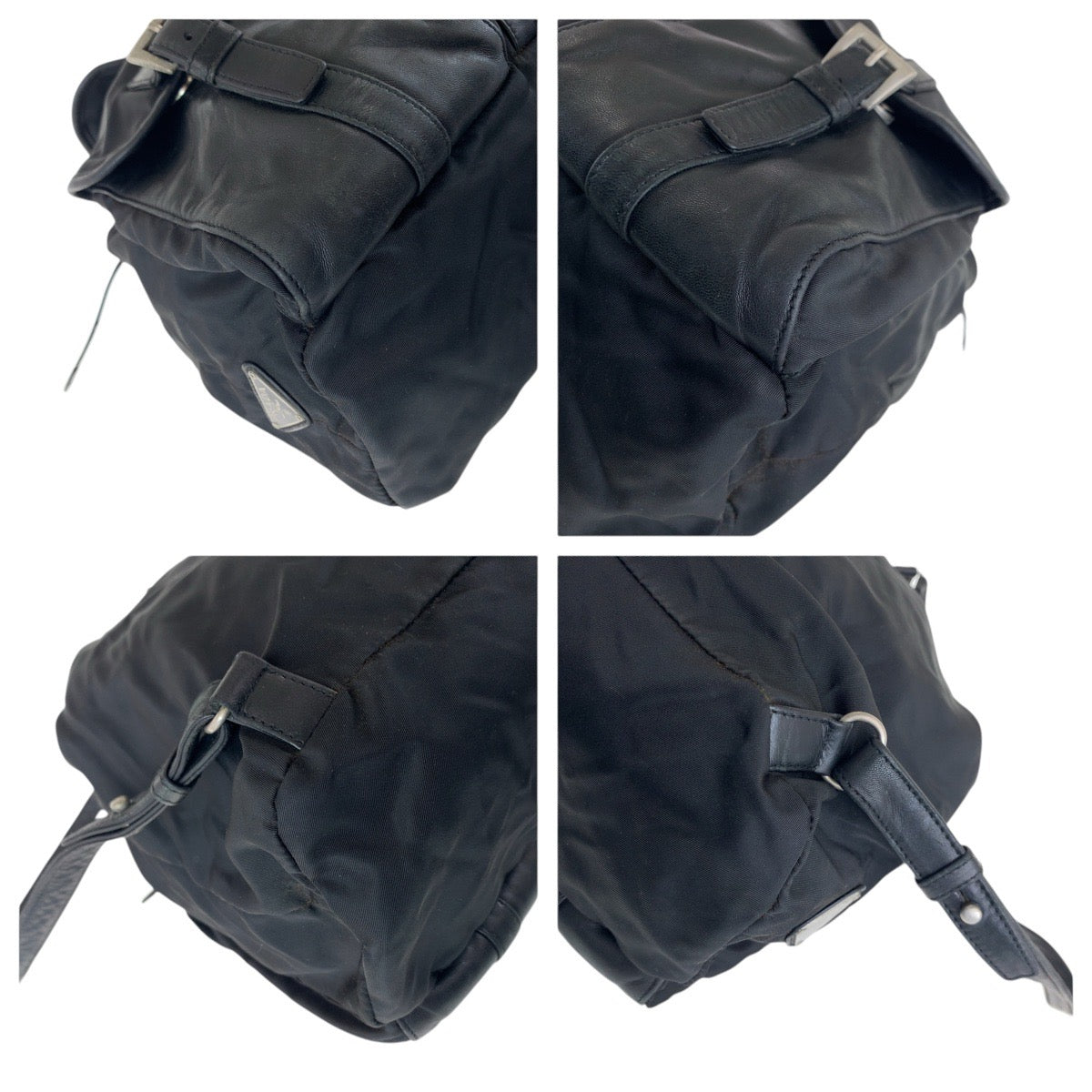 15749
PRADA プラダ テスート 三角ロゴプレート ブラック 黒 シルバー金具 ナイロン / レザー リュック・デイパック バックパック  レディース AB39