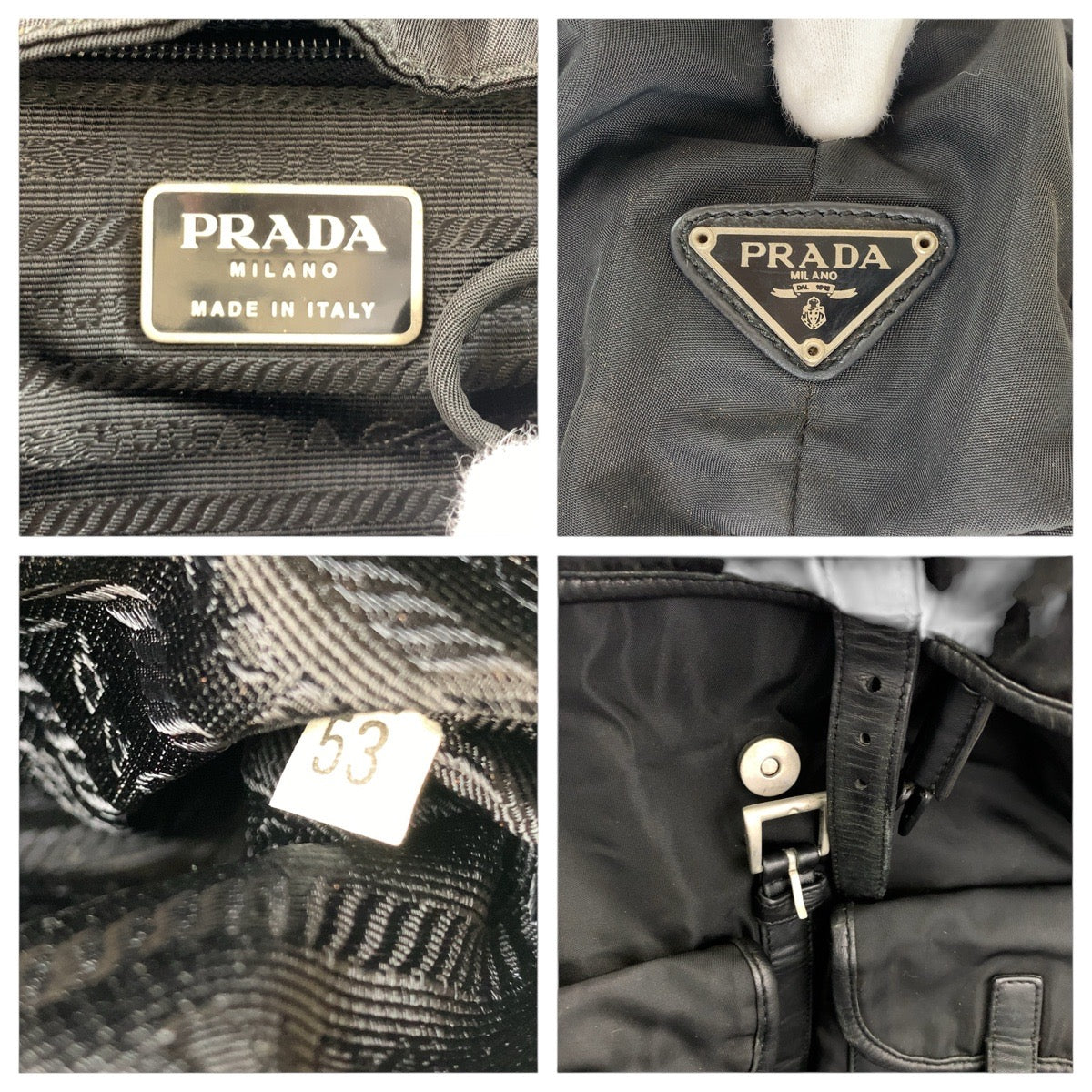 15749
PRADA プラダ テスート 三角ロゴプレート ブラック 黒 シルバー金具 ナイロン / レザー リュック・デイパック バックパック  レディース AB39