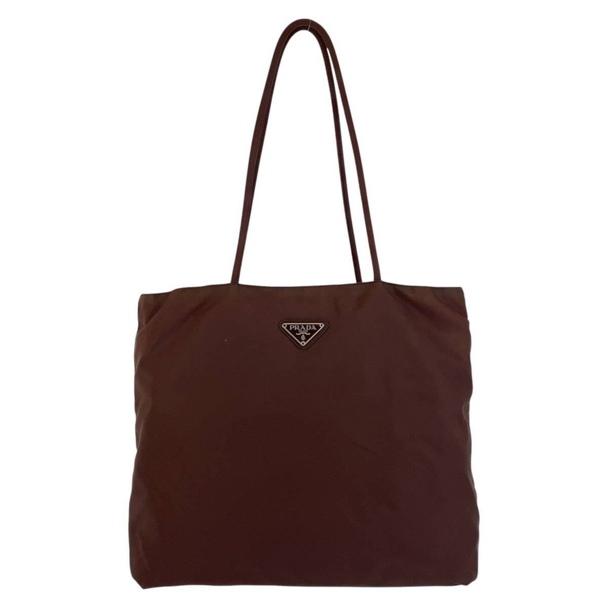 15750
PRADA プラダ テスート 三角ロゴプレート ブラウン シルバー金具 ナイロン トートバッグ ショルダーバッグ  レディース